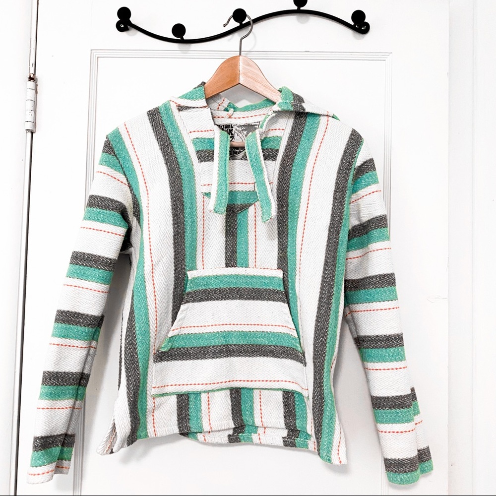 Original Senor Lopez Blue Striped Poncho Hoodie